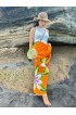 Hand Painted Floral Sarong in Orange color 